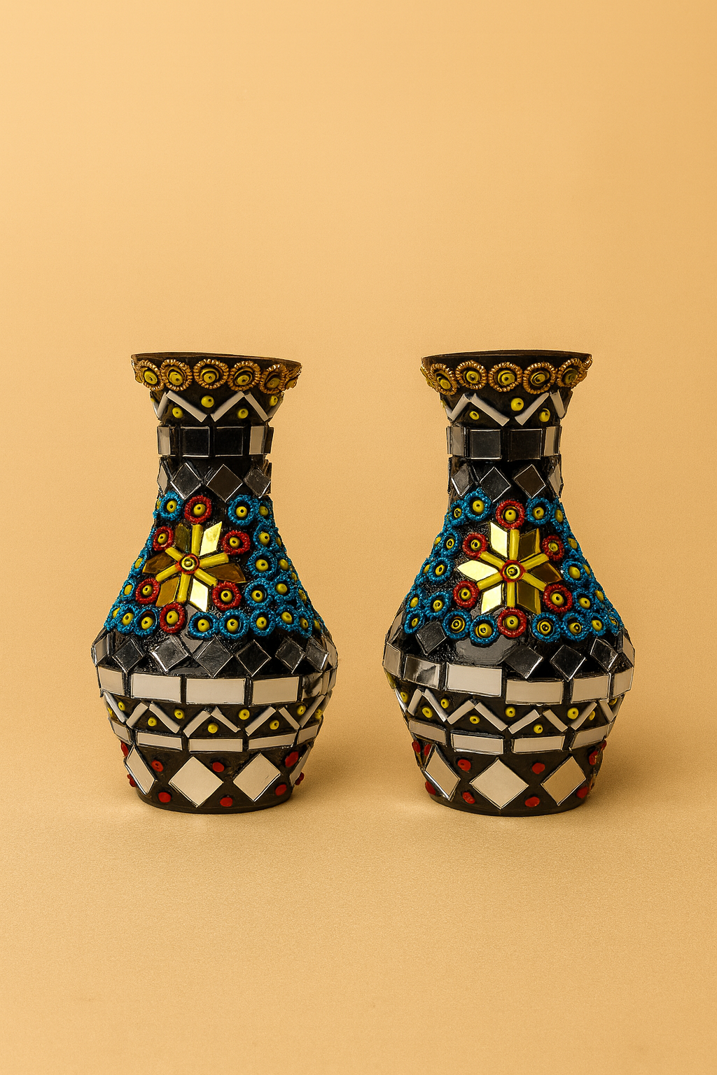 Handcrafted Mosaic  Vase Pair