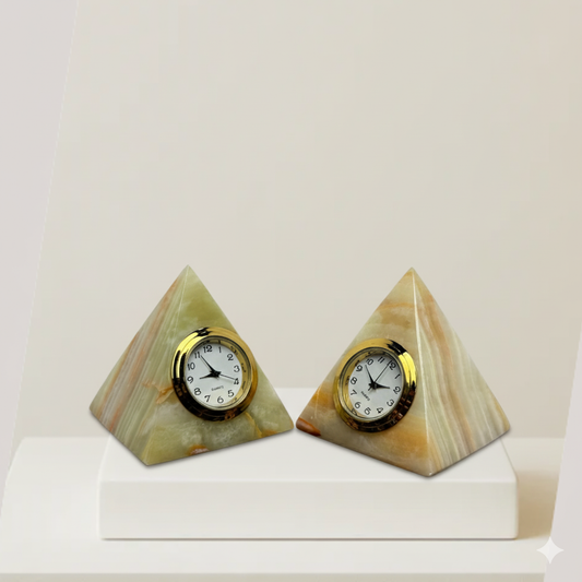 Onyx Pyramid Desk Clock