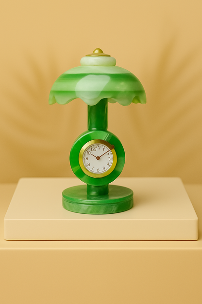 Victorian-Style Pink Onyx Timepiece Lamp