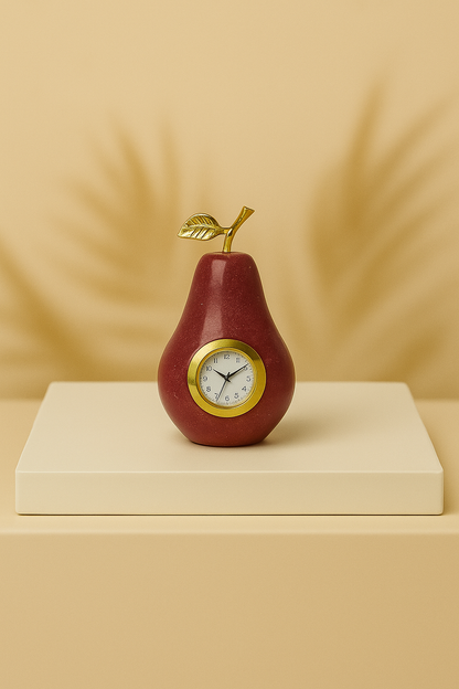 Pear Luxe Table Clock – Azure & Gold