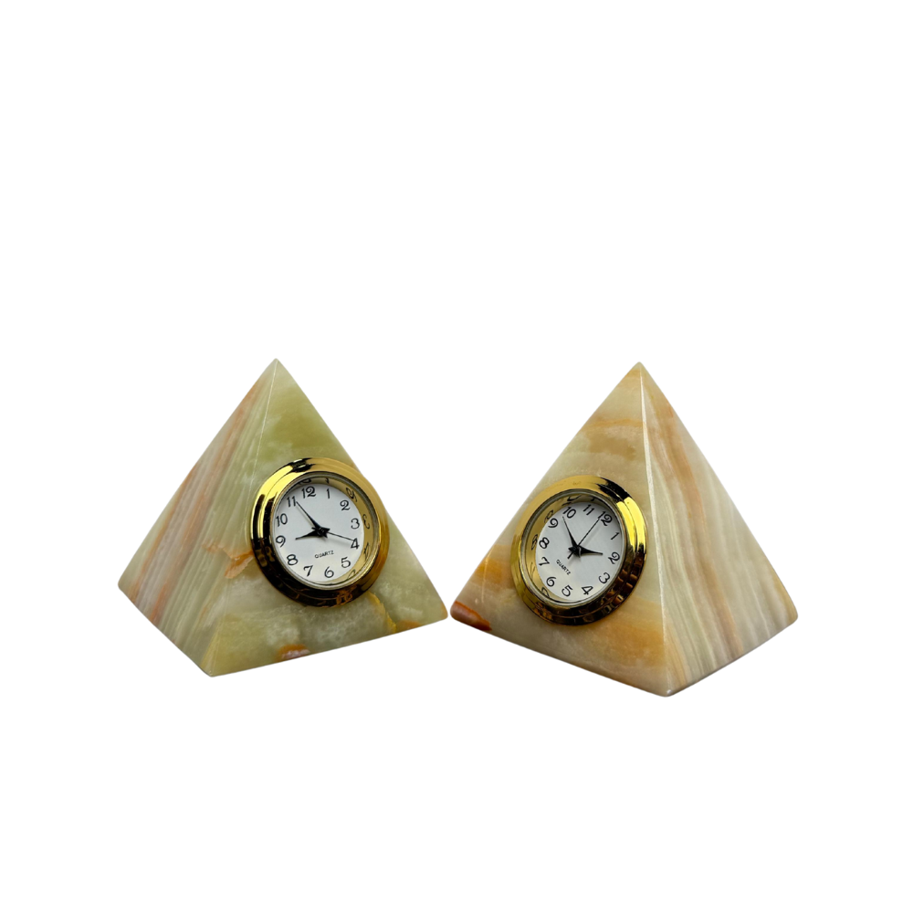 Onyx Pyramid Desk Clock