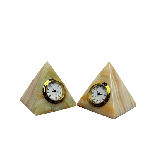 Onyx Pyramid Desk Clock